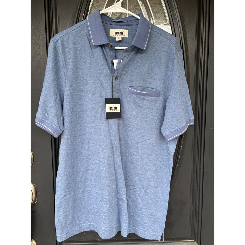 Joseph Abboud Mens Blue Heathered Short Sleeve Polo Shirt M291677 Size M NEW